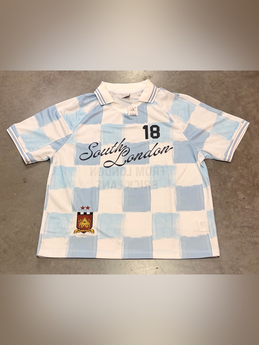 South London 18 Men's XL Light Blue & White Polo Shirt Jersey Kit